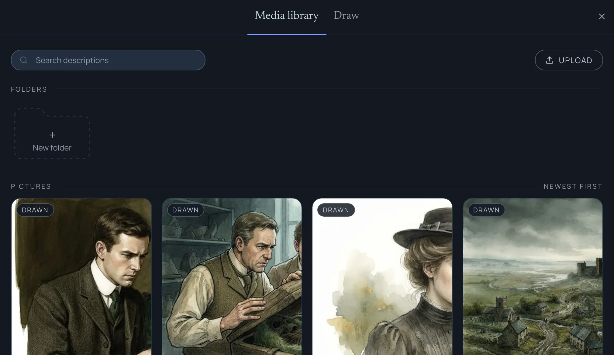 Choosing a portrait from the media library