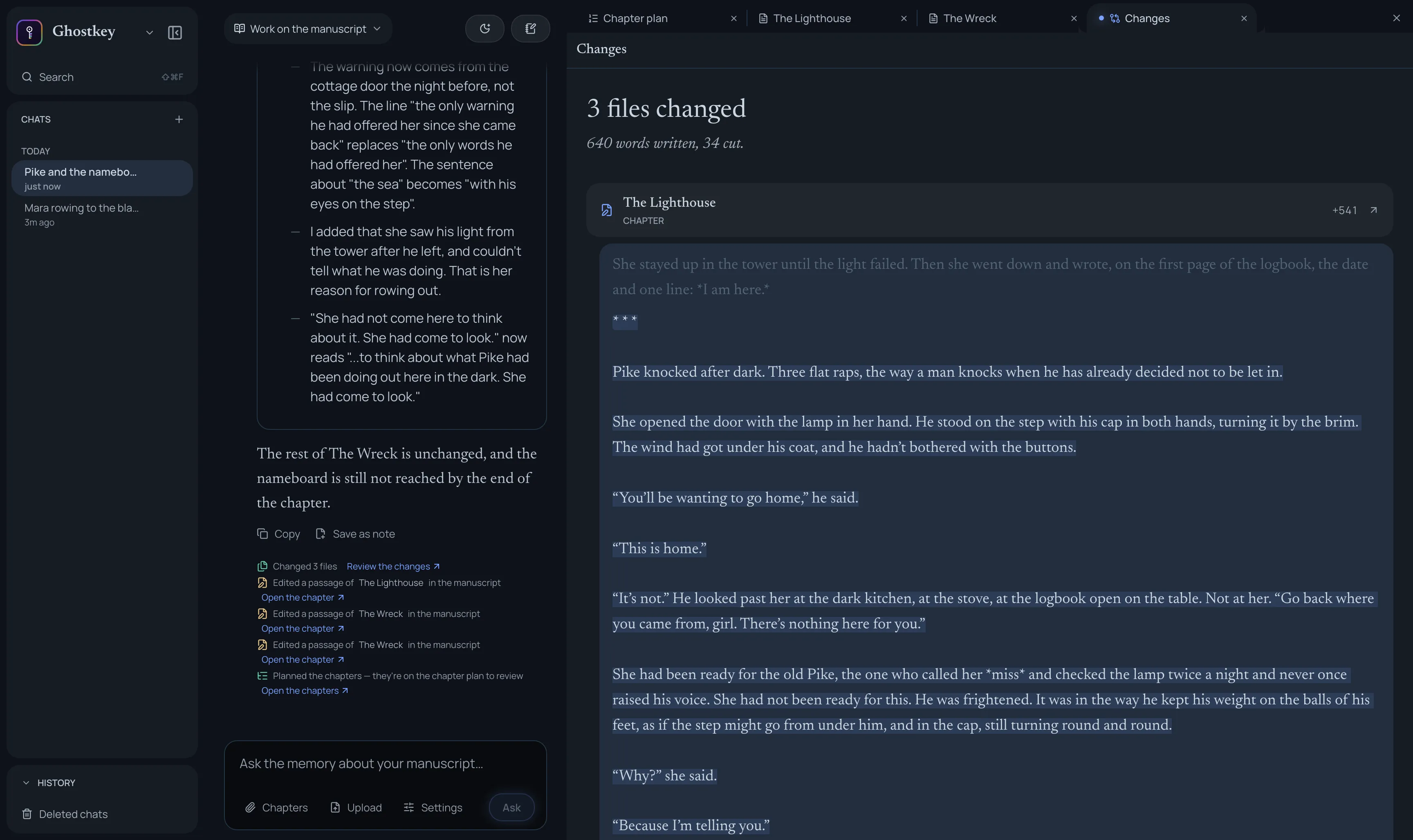 The changes made: the new scene added to chapter 1