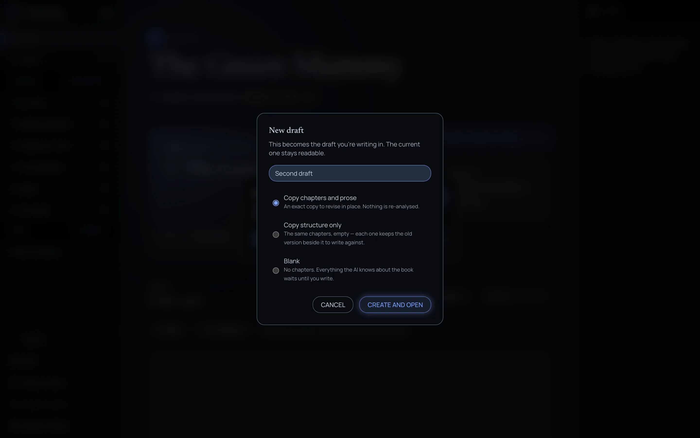 The New draft dialog