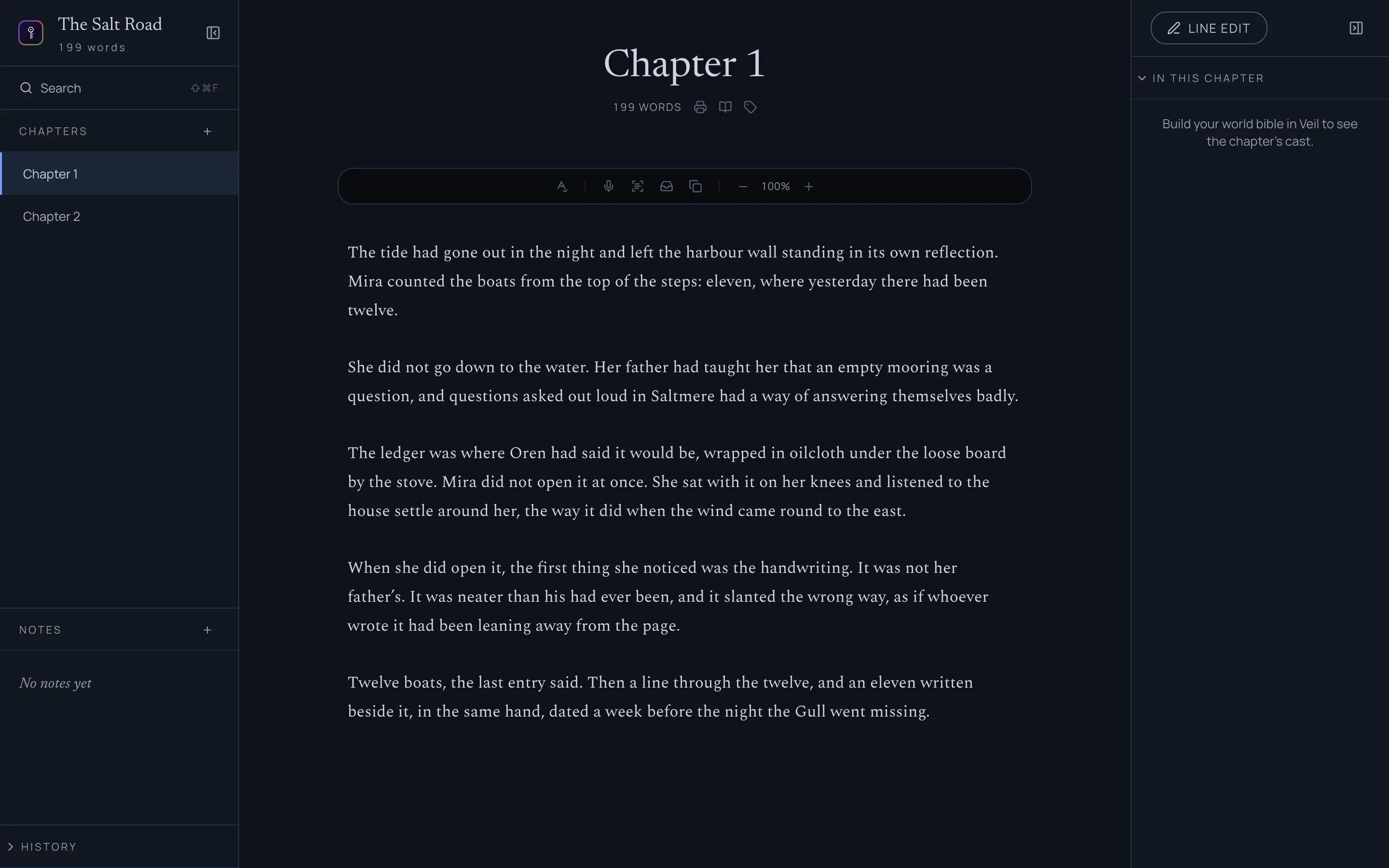 The draft inserted into Chapter 1, below what was already there