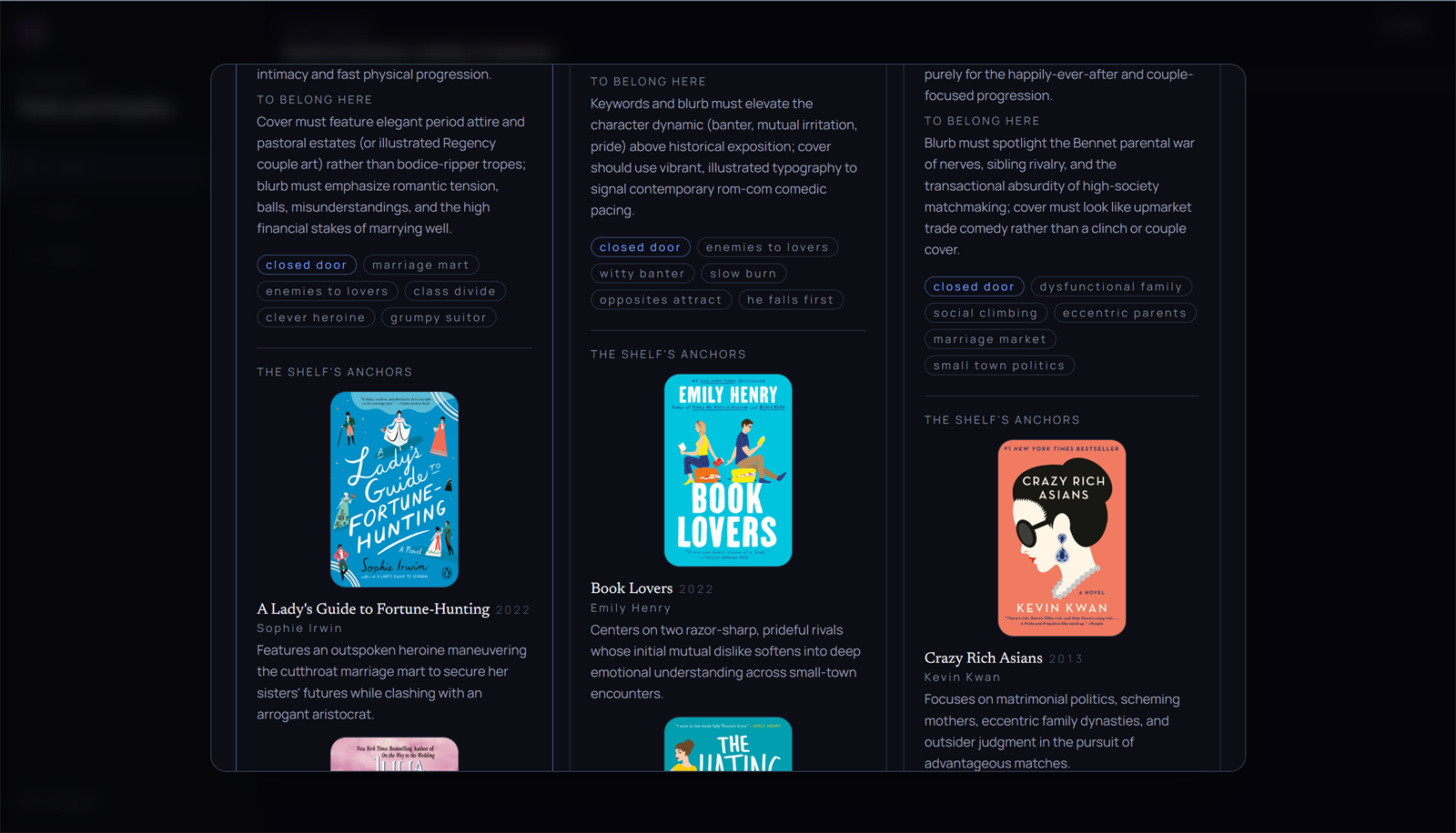 Glamour — Comps board — The comps board