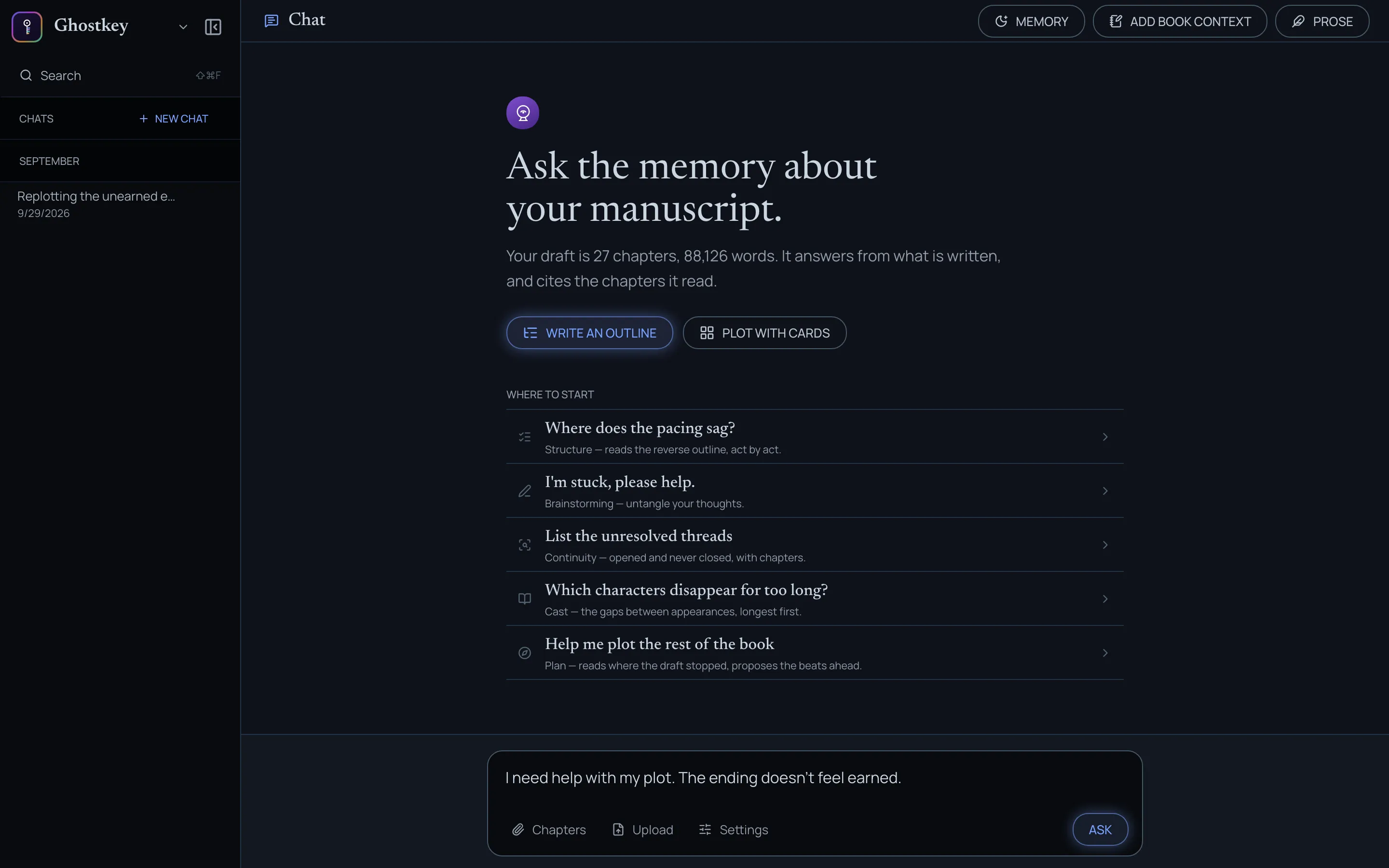 Asking PhantomMemory for help with the plot